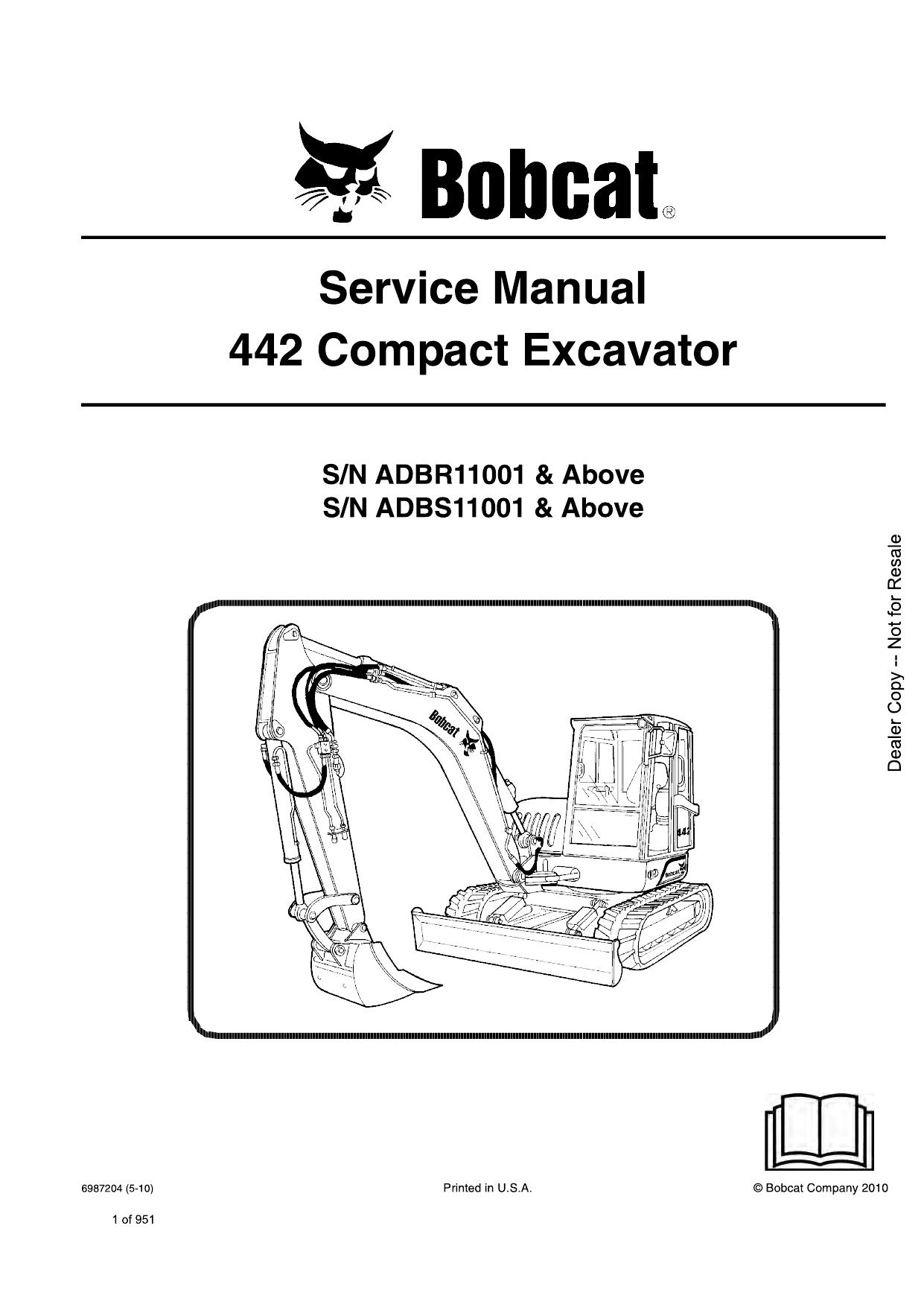 442 Compact Excavator Service Manual Bobcat
